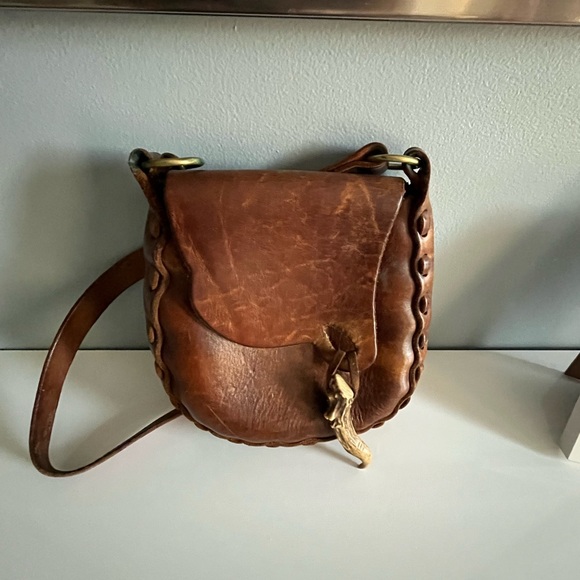 Vintage 1970’s Brown Leather Shoulder Drop Bag - Picture 7 of 16